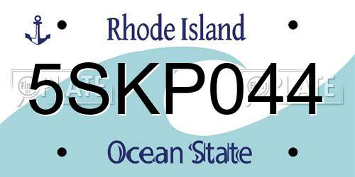 5SKP044 Rhode Island License Plate