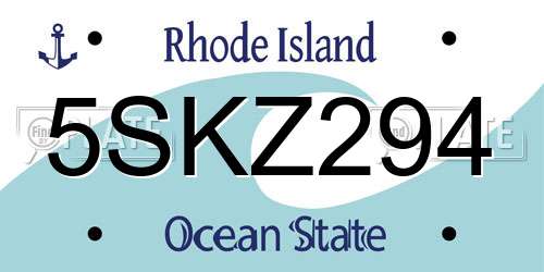 5SKZ294 Rhode Island License Plate