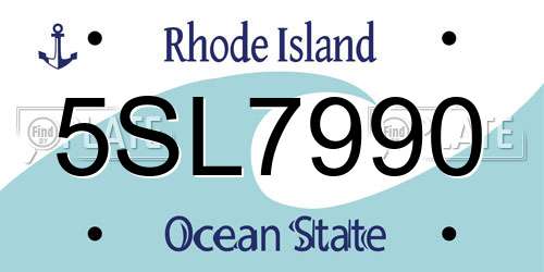 5SL7990 Rhode Island License Plate