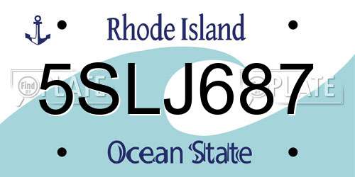 5SLJ687 Rhode Island License Plate