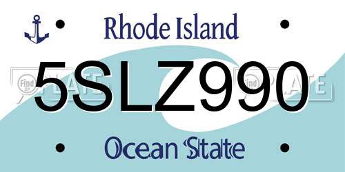 5SLZ990 Rhode Island License Plate
