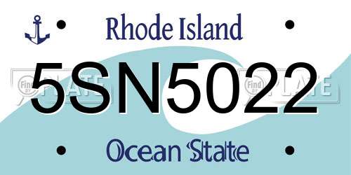 5SN5022 Rhode Island License Plate