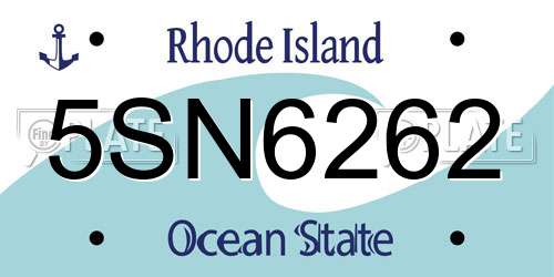 5SN6262 Rhode Island License Plate