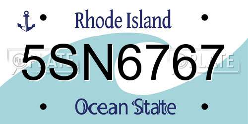 5SN6767 Rhode Island License Plate
