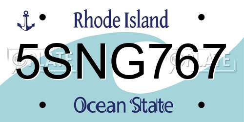 5SNG767 Rhode Island License Plate