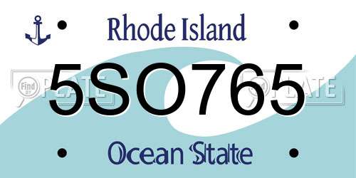 5SO765 Rhode Island License Plate