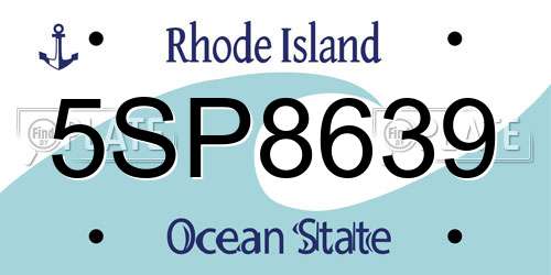 5SP8639 Rhode Island License Plate