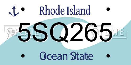 5SQ265 Rhode Island License Plate