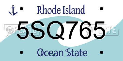 5SQ765 Rhode Island License Plate