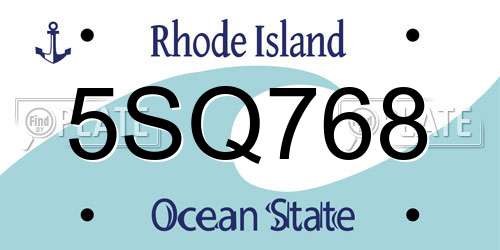 5SQ768 Rhode Island License Plate