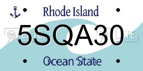 5SQA30 Rhode Island License Plate