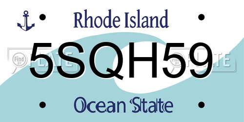 5SQH59 Rhode Island License Plate