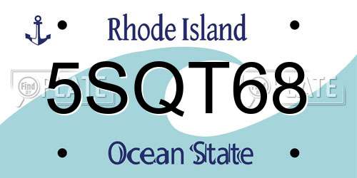 5SQT68 Rhode Island License Plate