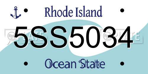 5SS5034 Rhode Island License Plate
