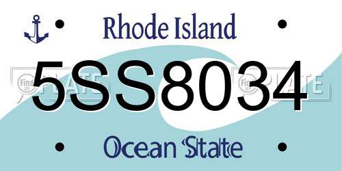 5SS8034 Rhode Island License Plate