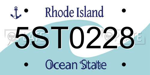 5ST0228 Rhode Island License Plate
