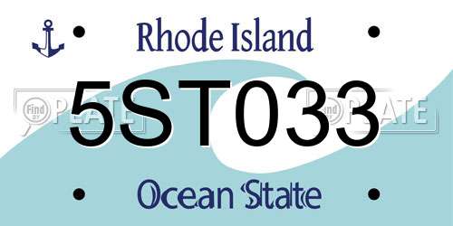 5ST033 Rhode Island License Plate