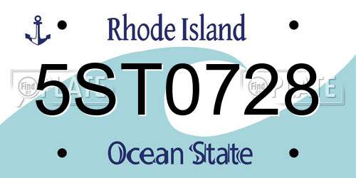 5ST0728 Rhode Island License Plate