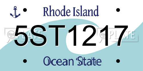 5ST1217 Rhode Island License Plate