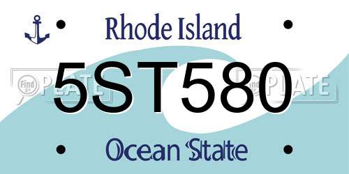 5ST580 Rhode Island License Plate