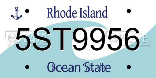 5ST9956 Rhode Island License Plate
