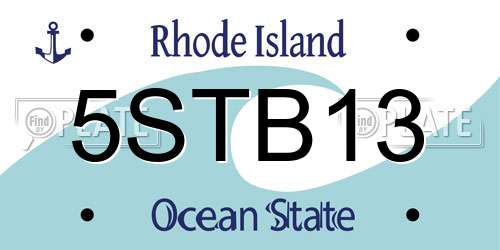 5STB13 Rhode Island License Plate