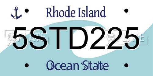 5STD225 Rhode Island License Plate