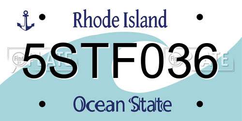 5STF036 Rhode Island License Plate