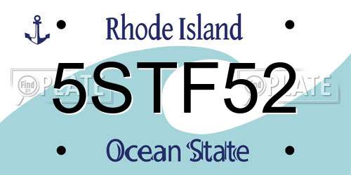 5STF52 Rhode Island License Plate