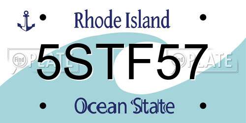 5STF57 Rhode Island License Plate