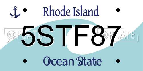 5STF87 Rhode Island License Plate