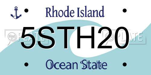 5STH20 Rhode Island License Plate