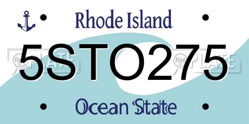 5STO275 Rhode Island License Plate