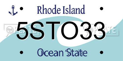 5STO33 Rhode Island License Plate