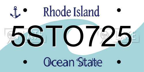 5STO725 Rhode Island License Plate