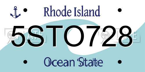5STO728 Rhode Island License Plate