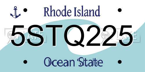5STQ225 Rhode Island License Plate