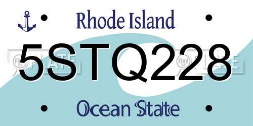 5STQ228 Rhode Island License Plate