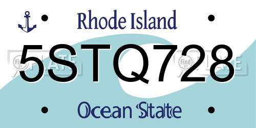 5STQ728 Rhode Island License Plate