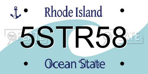 5STR58 Rhode Island License Plate