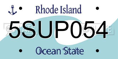 5SUP054 Rhode Island License Plate