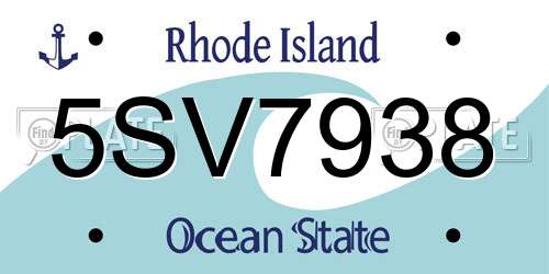 5SV7938 Rhode Island License Plate