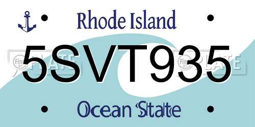 5SVT935 Rhode Island License Plate