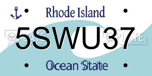 5SWU37 Rhode Island License Plate