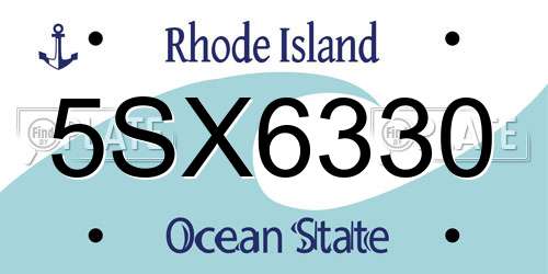5SX6330 Rhode Island License Plate