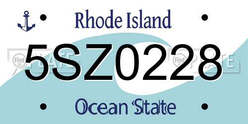 5SZ0228 Rhode Island License Plate