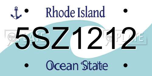 5SZ1212 Rhode Island License Plate