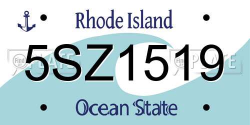 5SZ1519 Rhode Island License Plate