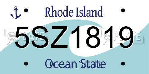 5SZ1819 Rhode Island License Plate