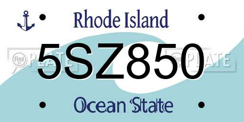 5SZ850 Rhode Island License Plate